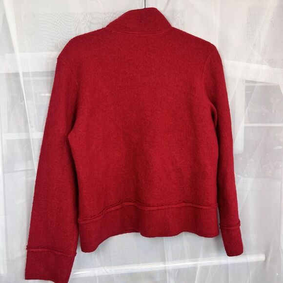 Coldwater Creek 100% wool zip up jacket womens MD cherry red embroidered winter - Picture 9 of 9